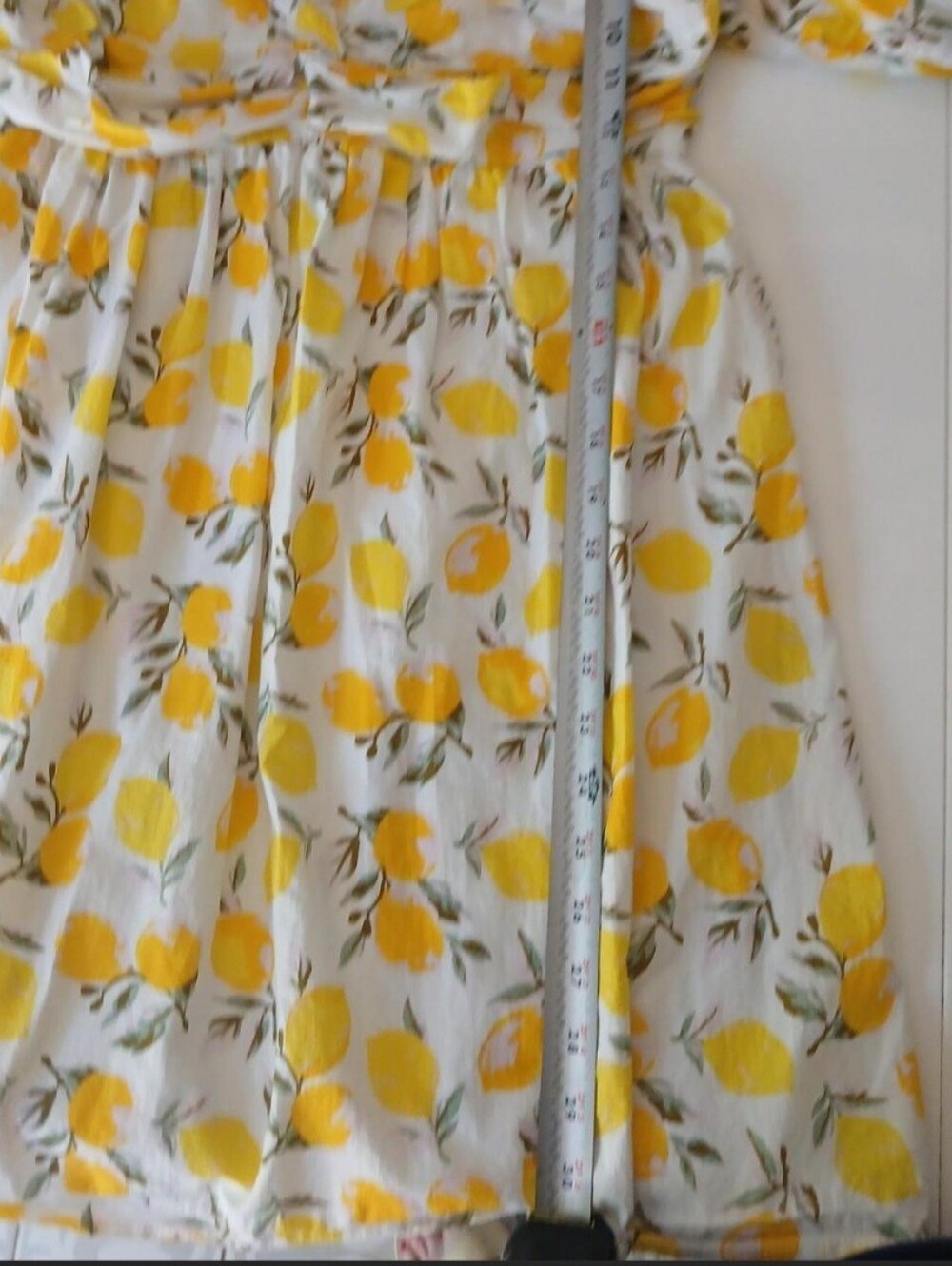 Trixxi White Dress with Yellow Lemon Print and Puff Sleeves Size L - Picture 8 of 9